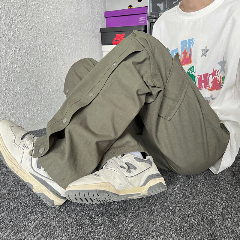 夏季新款男工装裤大口袋单排扣休闲宽松直筒长裤h1148,男装休闲裤,星座1013-1
