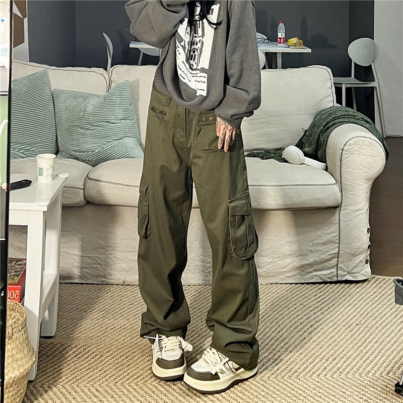 港风秋款男休闲裤工装裤拉链大口袋情侣女裤宽松长裤h207P50,男装休闲裤,星座1013-1