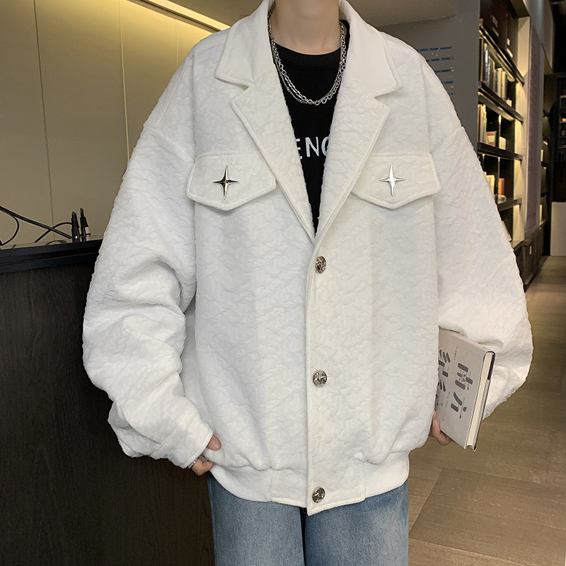 高品质秋男短款夹克坑条西装领十字架装饰单排扣外套JK29P70,男装夹克,星座1013-1