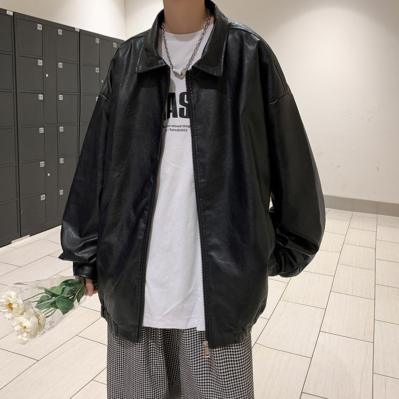 2021港风秋冬款男皮衣韩版休闲皮夹克翻领外套JK33P65,男装皮衣,星座1013-1