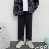 2021港风春男牛仔裤拼接流苏百搭直脚韩版九分裤nk508P40，男装牛仔裤，星座1013-1