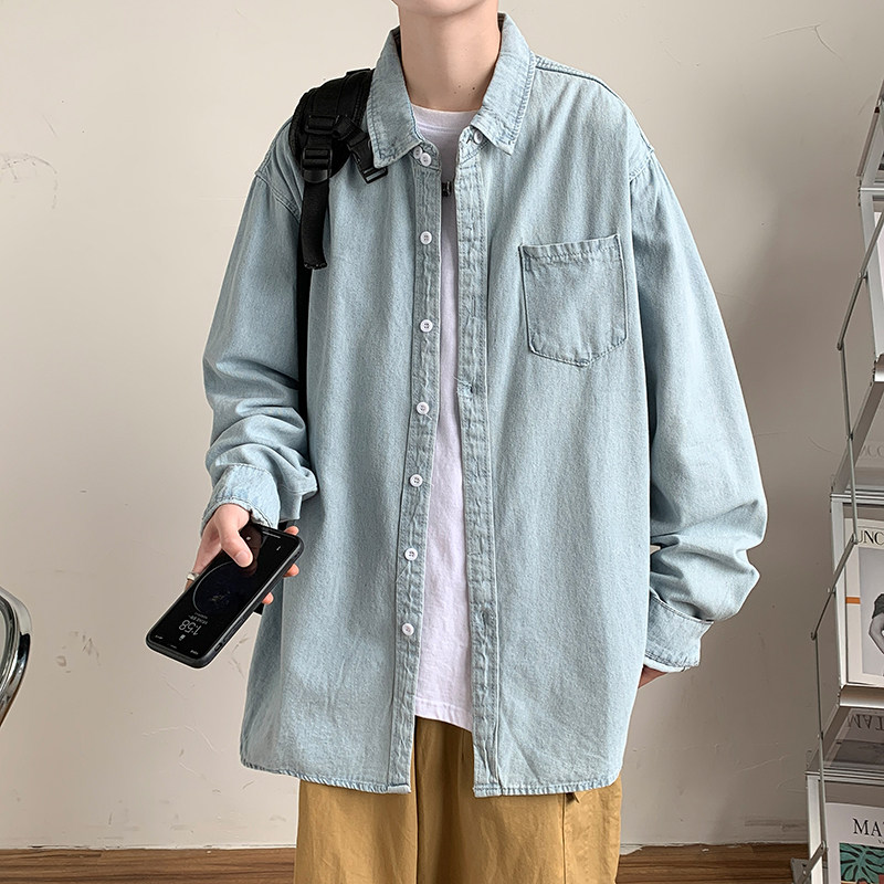 港风韩版男牛仔衬衫长袖褂子百搭外套CS601P40,男装衬衫,星座1013-1