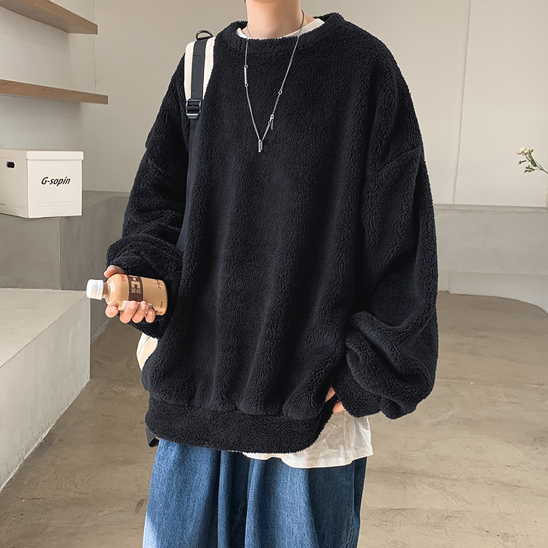 港风秋冬男圆领套头卫衣羊羔毛休闲外套W87,男装卫衣,星座1013-1