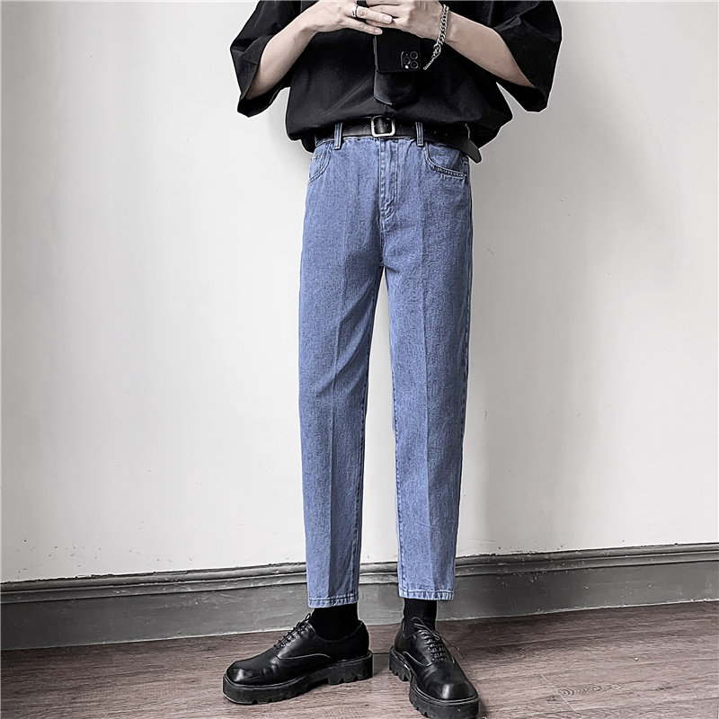 港风秋男牛仔裤百搭修身小脚情侣九分裤27-36加大码nk8801P40,男装牛仔裤,星座1013-1