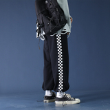 蓝底港风男休闲裤拼接条纹中低腰束脚宽松潮裤h921P30，男装休闲裤，星座1013-1