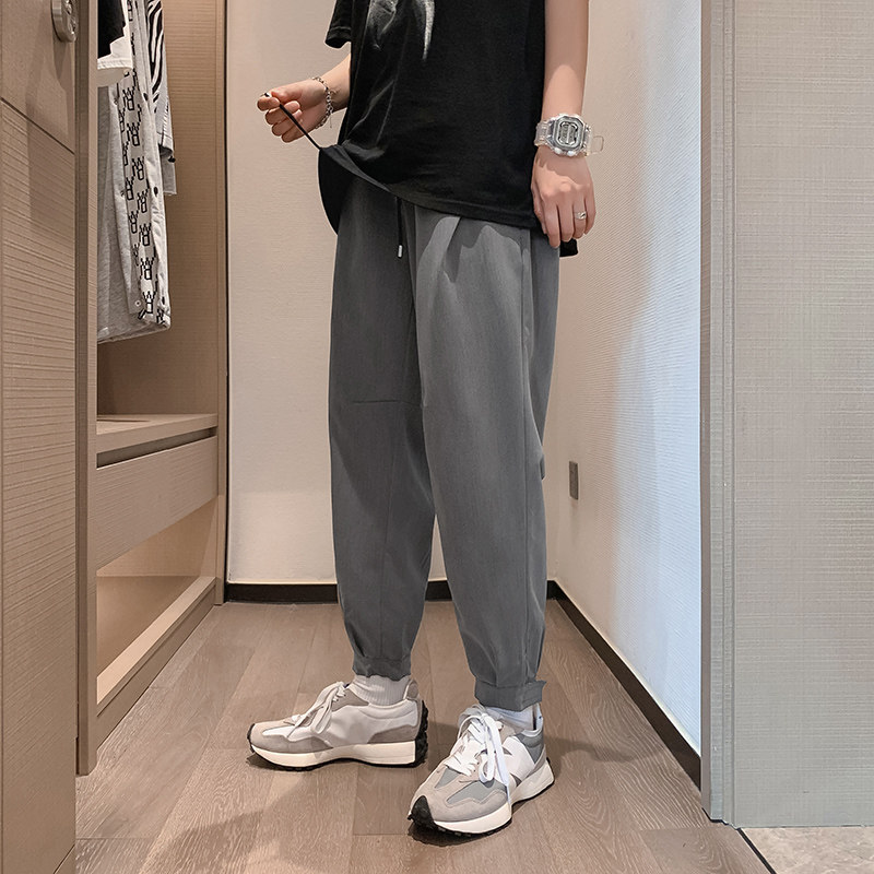 夏男休闲裤西裤魔术贴小脚九分裤h15  P40图片