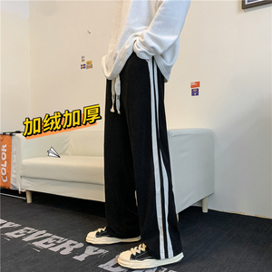 秋冬款男休闲裤灯芯绒加绒加厚二条杠条纹长裤h441 P35加绒P45图片