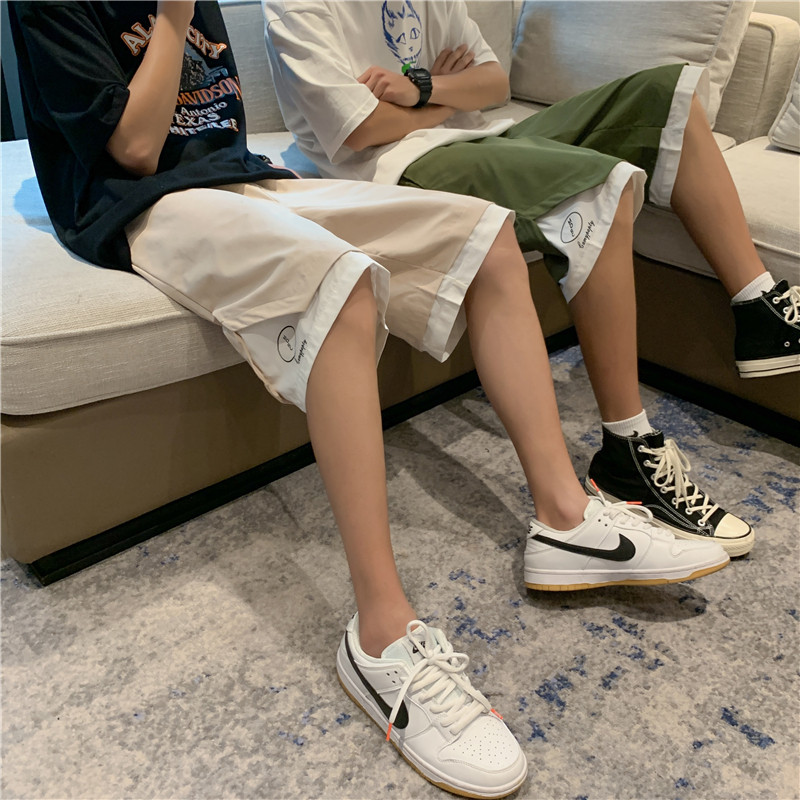 夏款男短裤字母印花假两件休闲工装裤篮球运动五分裤D607 P33图片