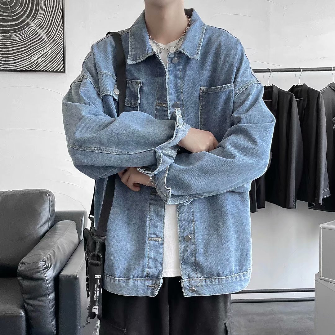 高品质港风秋款男牛仔夹克衫工装大口袋牛仔外套J,男装夹克,星座1013-1