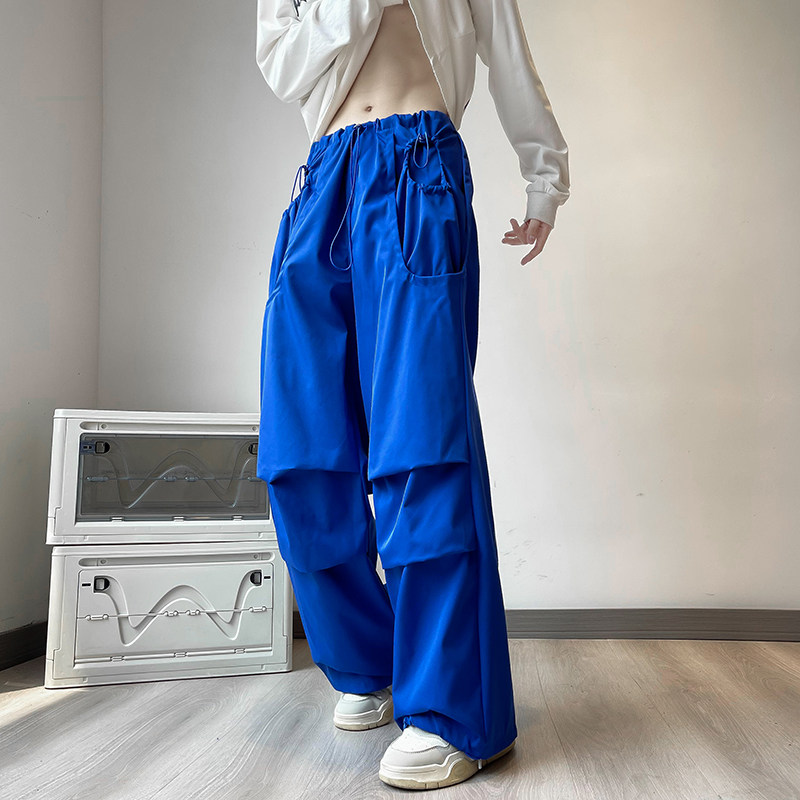 克莱因蓝秋款男工装裤大口袋抽绳束脚冲锋裤长裤h98P55,男装休闲裤,星座1013-1