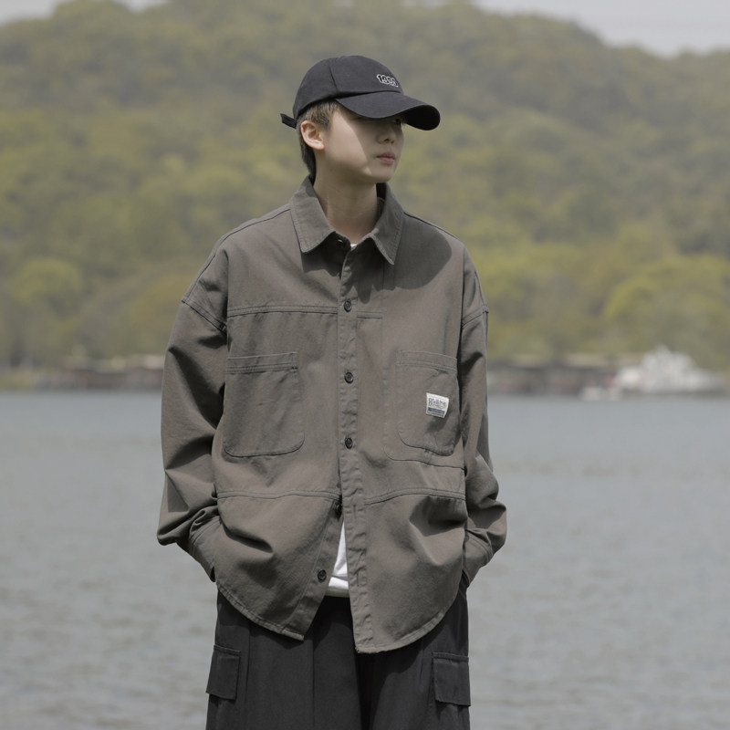 GENIOLAMODE纯棉衬衫外套男士2025秋冬季新款长袖上衣潮复古痞帅,男装衬衫,星座1013-1