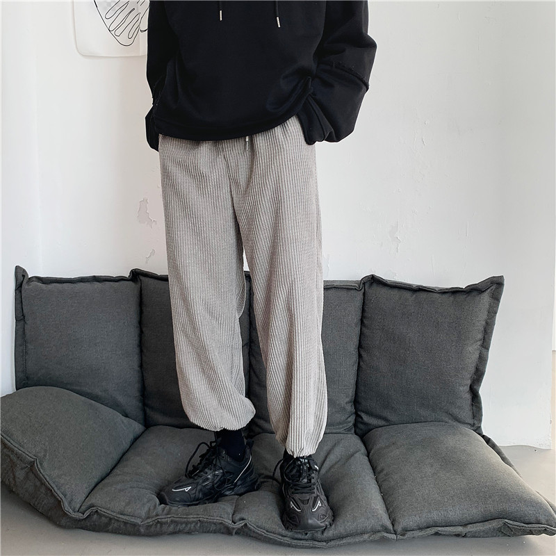 港风秋冬款情侣款休闲裤灯芯绒直筒抽绳中性潮裤h322,男装休闲裤,星座1013-1