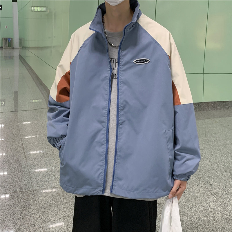 2021港风秋款男夹克工装立领拼色休闲外套JK1022P55,男装夹克,星座1013-1