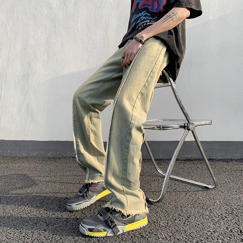 港风夏款男牛仔裤流苏拼接复古牛仔长裤nk1704P50,男装牛仔裤,星座1013-1