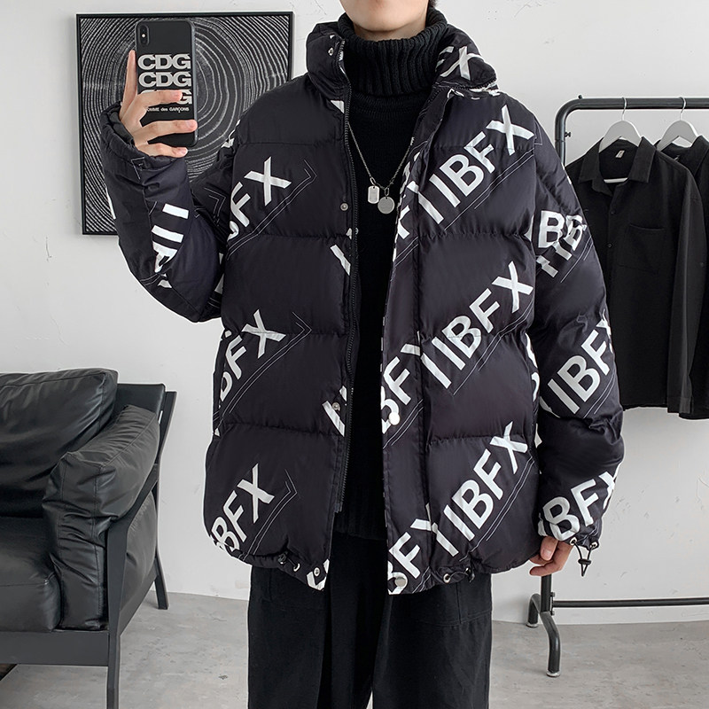 冬款男棉衣立领保暖加绒加厚面包服字母印花棉袄外套Y002,男装棉衣,星座1013-1