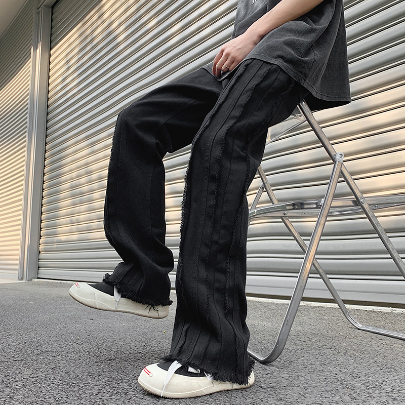 港风夏男牛仔裤潮男流苏拼接复古直筒宽松休闲长裤nk2003P45,男装牛仔裤,星座1013-1