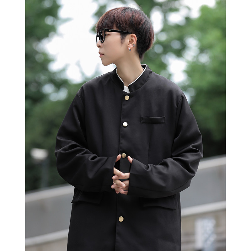 港风秋款男立领风中山装唐山装单排扣外套小西服JK1157P50,男装西服,星座1013-1
