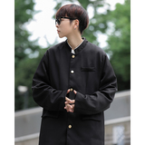 港风秋款男立领风中山装唐山装单排扣外套小西服JK1157P50，男装西服，星座1013-1