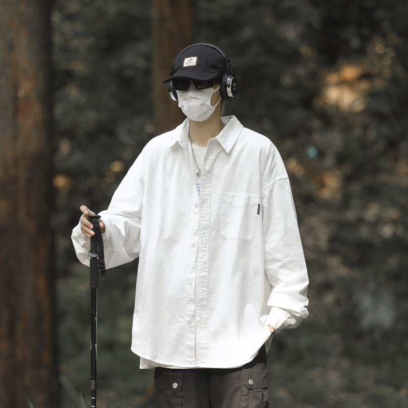 港风秋款男长袖衬衫小贴标纯棉休闲衬衣CS414 P35图片