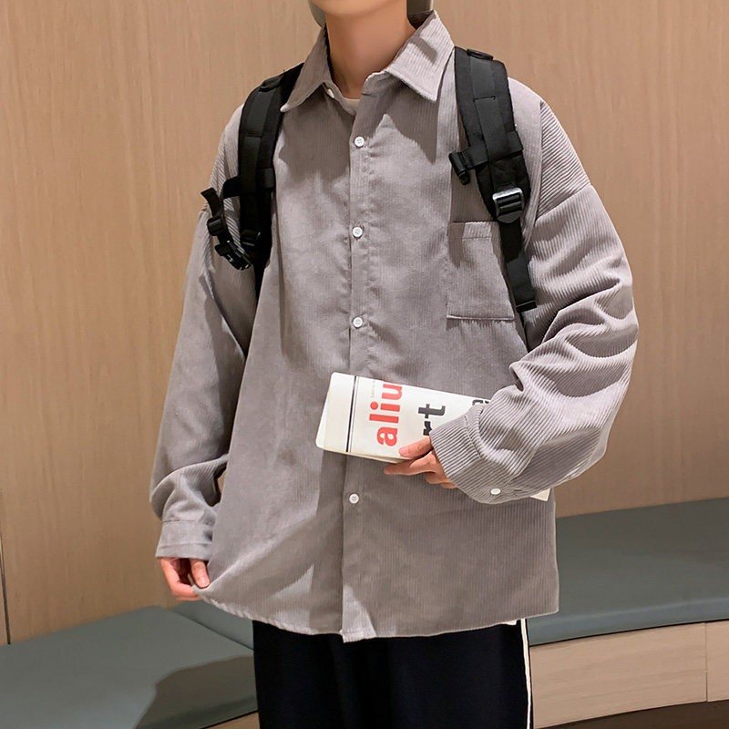 2022春款男休闲长袖衬衫灯芯绒休闲韩版翻领衬衣外套CS083,男装衬衫,星座1013-1