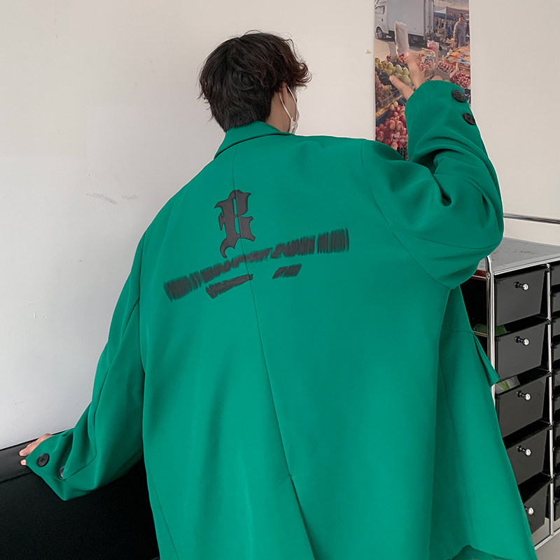 高品质港风秋款男西装外套字母印花贴标拼接夹克小西服J,男装西服,星座1013-1