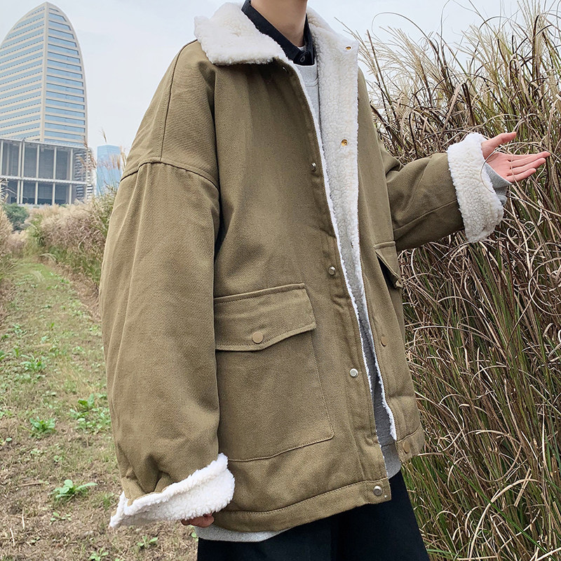 冬款男棉衣羊羔毛加厚加绒宽松工装夹克外套M65,男装棉衣,星座1013-1