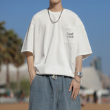 高品质夏款男短袖纯棉T恤工装口袋字母印花五分袖T恤衫T080P33，男装T恤，星座1013-1
