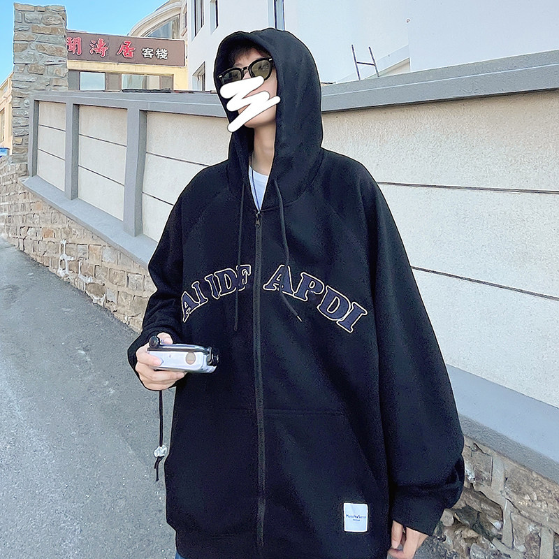 港风秋款男休闲卫衣拉链连帽休闲字母印花外套wy13,男装卫衣,星座1013-1
