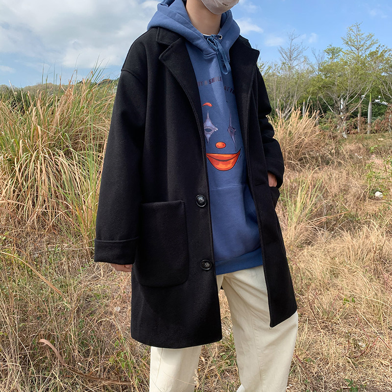 港风秋冬男装中长款毛呢大衣外套韩版风衣DY34,男装毛呢大衣,星座1013-1