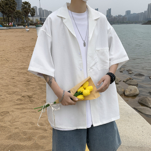 港风夏款男短袖衬衫免烫冰丝垂感休闲衬衣CS4503 P30图片
