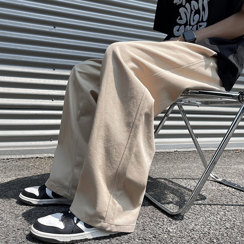 港风夏款男休闲裤纯棉卡其色直筒宽松长裤h931P35,男装休闲裤,星座1013-1