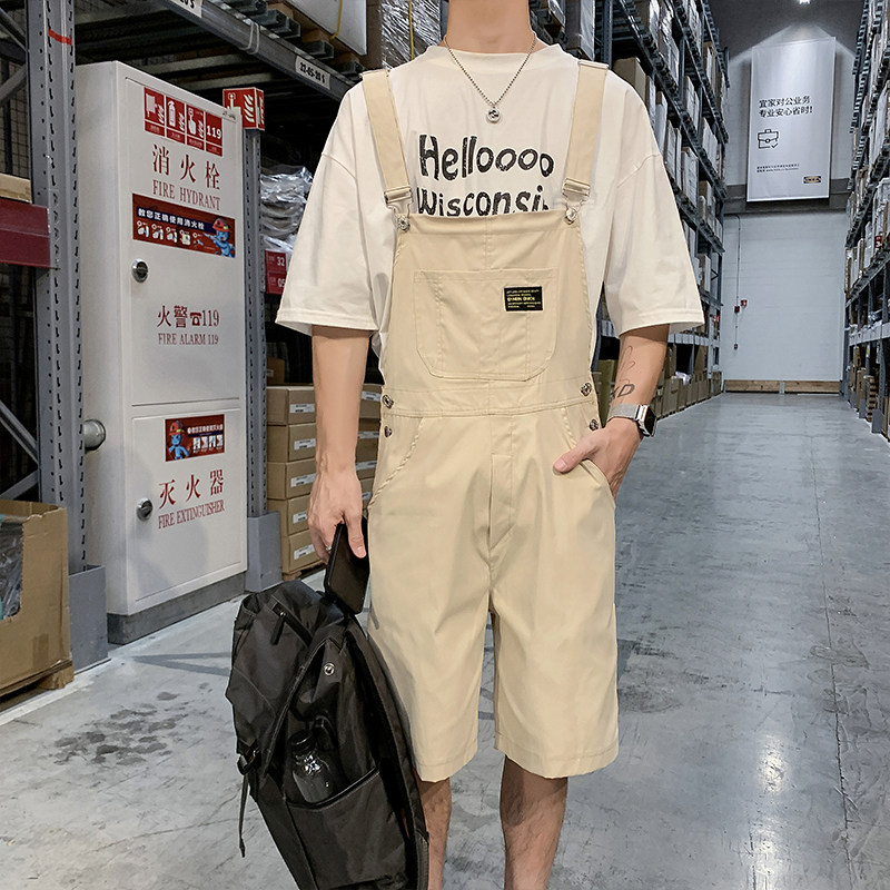 高品质夏背带裤男直筒宽松休闲情侣短裤工装连体吊带裤,男装西裤,星座1013-1