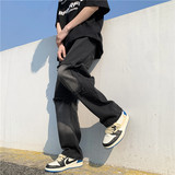 港风夏款男牛仔裤流苏破洞补丁直筒宽松休闲长裤nk913P45，男装牛仔裤，星座1013-1