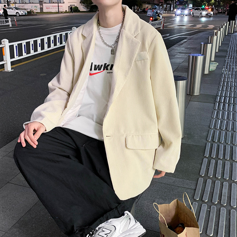 2021港风秋款男西装外套灯芯绒宽松外套百搭宽松西服JK8968P60,男装西服,星座1013-1