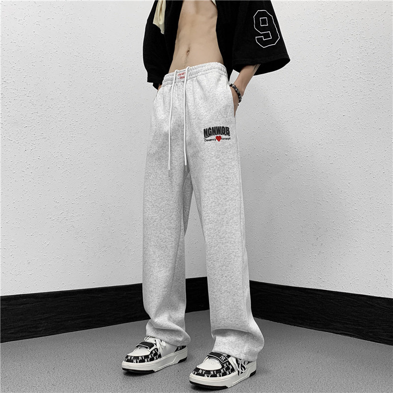 港风夏款男休闲裤纯棉字母印花直筒宽松系带休闲卫裤h485P35,男装休闲裤,星座1013-1