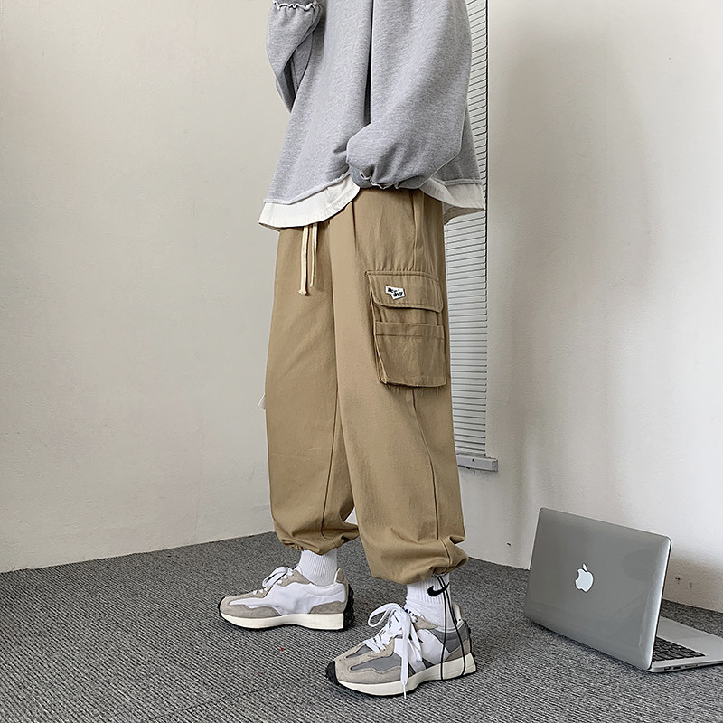 高品质春款男休闲裤工装大口袋拉链宽松贴标抽绳潮九分裤h82,男装休闲裤,星座1013-1