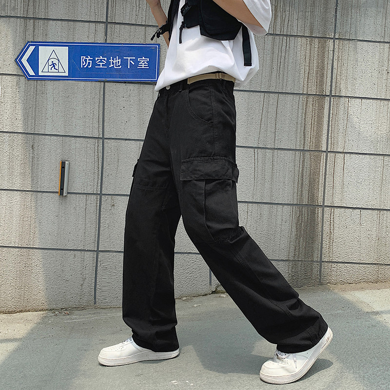 港风夏款男休闲裤工装大口袋直筒宽松休闲长裤h145,男装休闲裤,星座1013-1