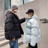 港风情侣款冬棉衣连帽宽松棉服加厚字母印花外套面包服M8808，男装棉衣，星座1013-1