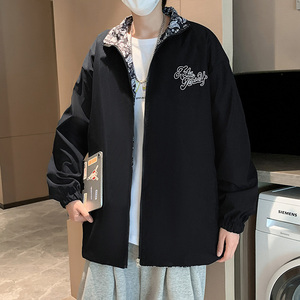 2022春男夹克两面穿宽松腰果字母印花夹克衫外套J图片