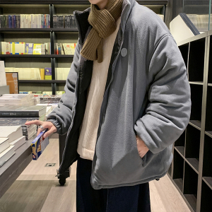 港风冬款男棉衣两面穿立领加厚保暖面包棉服休闲外套Y90图片