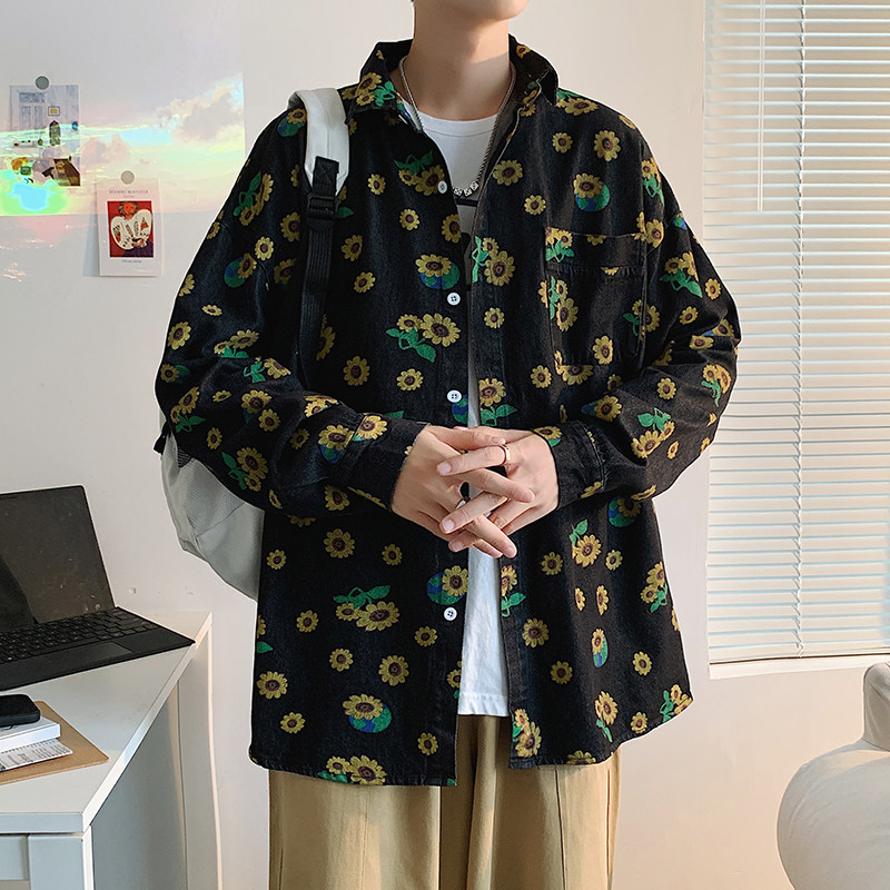 2021港风秋款男休闲外套菊花印花长袖衬衣CS6208P50,男装衬衫,星座1013-1