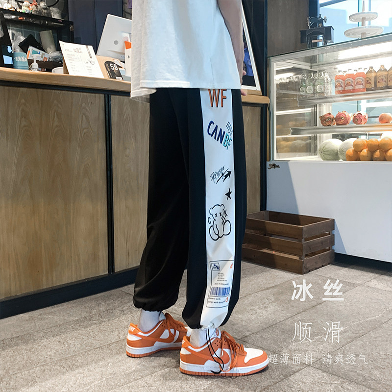 2021港风夏男休闲裤卡通人物印花潮宽松百搭九分裤h1847P30,男装休闲裤,星座1013-1