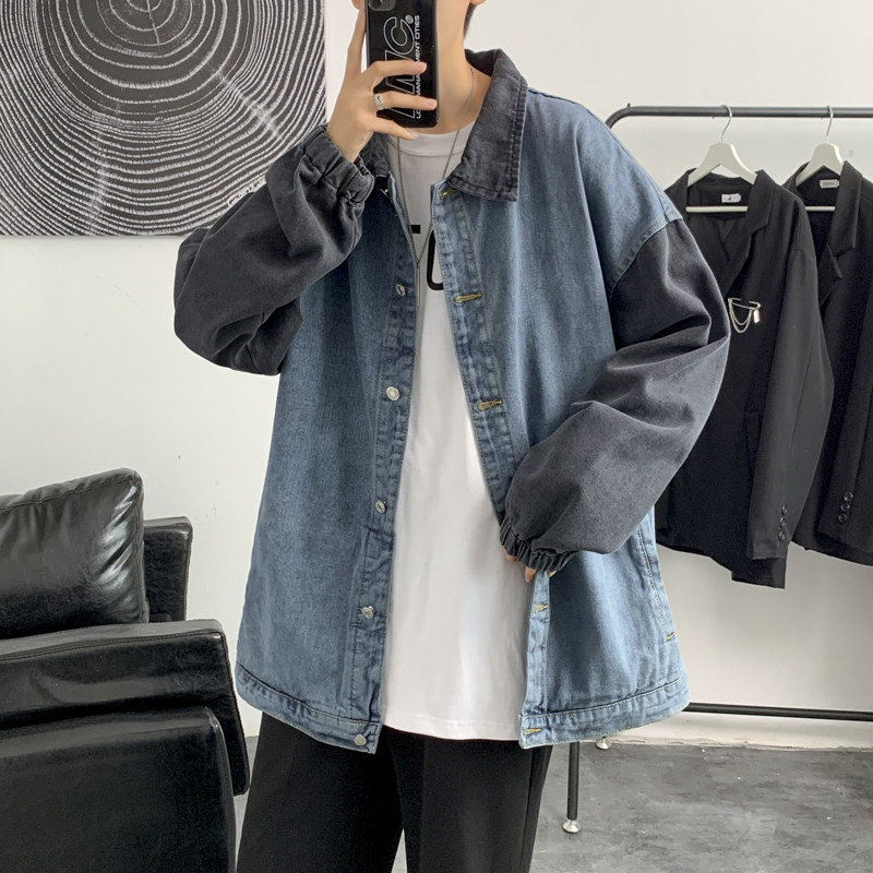 港风秋款男牛仔夹克衫拼接工装牛仔休闲外套JK8861P60,男装夹克,星座1013-1