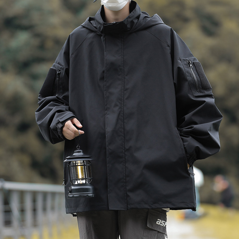 高品质秋款男夹克连帽工装大口袋魔术贴冲锋衣外套JK110P55,男装夹克,星座1013-1