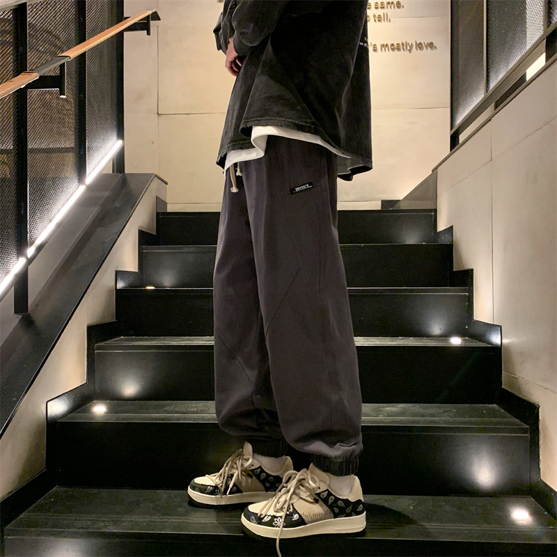 港风秋冬款男裤工装拼接贴标束脚休闲长裤h7121,男装休闲裤,星座1013-1