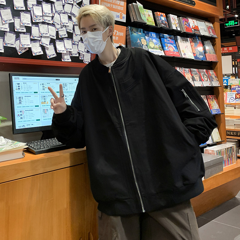 2023秋款男工装夹克棒球立领假两件拉链口袋冲锋衣外套JK18 P65图片
