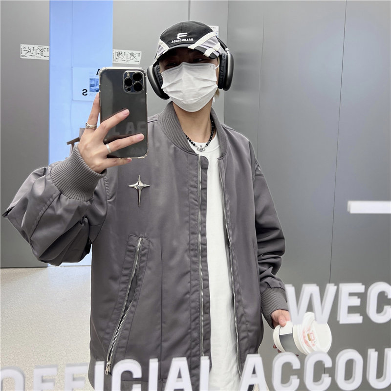 秋款男夹克立领蝴蝶褶皱十字架工装大口袋冲锋衣外套JK2533P65,男装夹克,星座1013-1