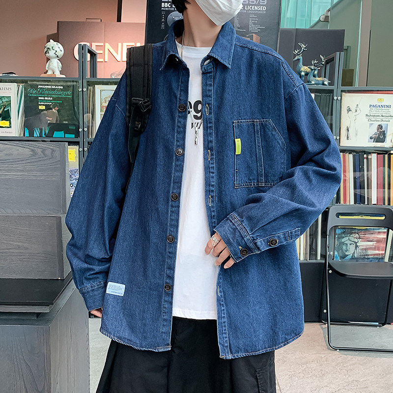 港风秋冬款男牛仔衬衫长袖褂子休闲工装外套CS073,男装衬衫,星座1013-1