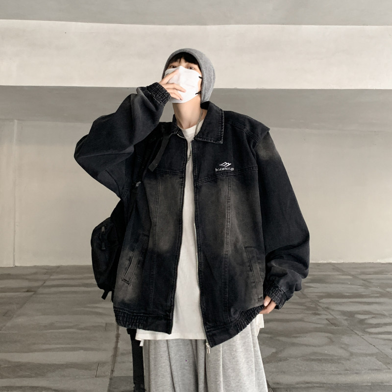 高品质秋款男牛仔夹克衫渐变色字母印花休闲外套JK2045P70,男装夹克,星座1013-1