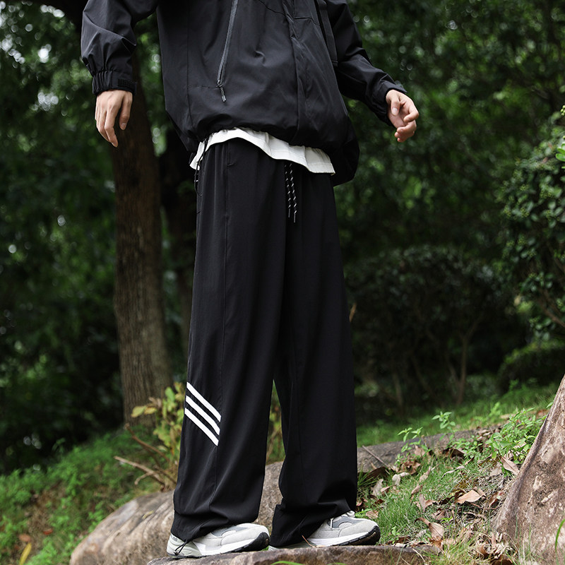 港风秋款男休闲裤三条杠条纹抽绳束脚冲锋裤长裤h2902P35,男装休闲裤,星座1013-1